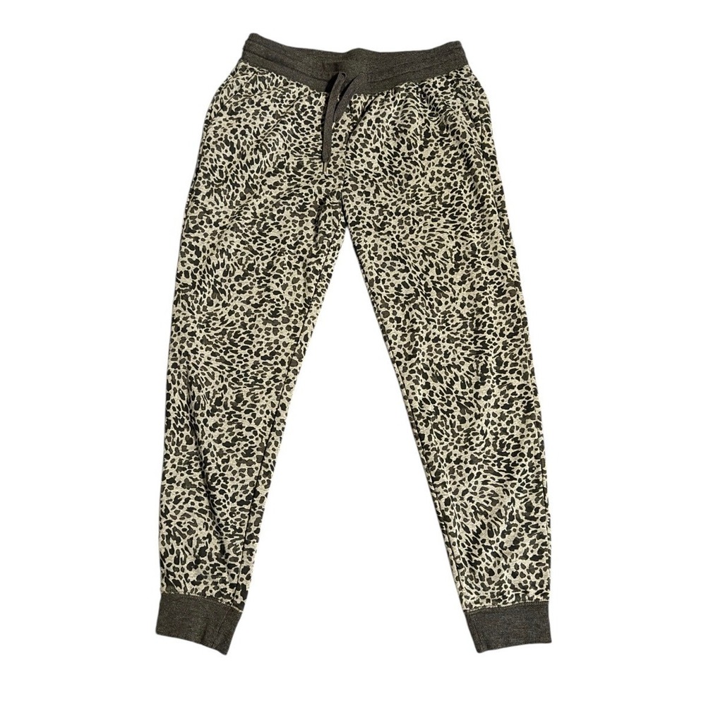 Old Navy Womens Leopard Print Jogger Pants Medium Gray Lounge Casual‎